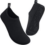 Metog Men Women Water Shoes Quick-Dry Aqua Socks Barefoot Slip-on for Beach Swim Sport Surf Yoga Exercise, Black Wave, 13.5-14.5 Women/12.5-13.5 Men