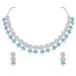 Brado Jewellery Silver-Plated Artificial Stone Studded Necklace Jewellery Set With 1 Pair Of Earring For Women (Slr - Skyblue)