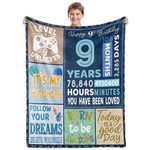 BTZO 9th Birthday Gifts for Boys,Blue Happy 9th Birthday Blanket,9 Year Old Boy Girls Gift Ideas,9th Birthday Decorations Gift Throw Blanket for Teen Son Grandson Nephew 50"x60"