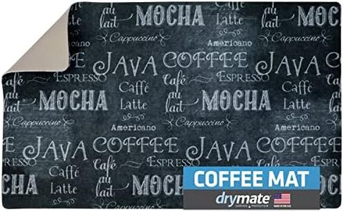 Drymate Coffee Maker Mat, (Coffee Station Bar Accessory) Protects Kitchen Countertops from Spills, Stains & Scratches, Absorbent, Waterproof, Washable (USA Made) (12” x 20”) (Java Chalkboard)