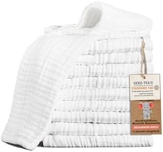 LAYNENBURG set di 10 panni per il ruttino per bambini in morbidissima mussola - 100% cotone - 30x50cm - Oeko Tex 100 - panni in mussola come garza o pannolini di stoffa (bianco)