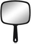 PROTECLE Large Hand Mirror, Salon Barber Hairdressing Handheld Mirror with Handle (Square Black 10.3"x7.4")