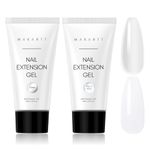 Makartt Poly Nail Gel Set - 2pcs 100ml Builder Gel Nail Enhancement Gel Nail Extension kit for 3D Nail Art Salon DIY at Home - Clear&White