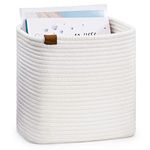 Goodpick Magazine Holder Soft Book Basket, White Cotton Rope Magazine File Holder to Store Books Newspaper and Record for Bathroom, Toilet, Living Room, Decorative Magazine Rack for Home Office