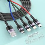 3M/10FT Multi 4 in 1 USB Universal iPhone Charging Cable(Lightning*2+Type C+Micro USB), Multiple USB Fast Charging Cord Adapter Compatible with iPhone/Tablets/Samsung/Sony/LG and More