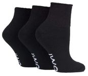 IOMI SOCKSHOP Footnurse Mens and Ladies Diabetic Ankle Socks Pack of 3 Black 9-11