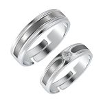 CLARA Pure 925 Sterling Silver Eternity Adjustable Couple Band, Promise Rings for Lovers | Gift for Men and Women | Partial Matte Finish