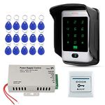 FST Outdoor Access Control System Set Waterproof RFID Keypad Touch Metal Keyboard + DC12V 3A Access Control Power Supply + Rainproof Cover + 15pcs RFID Key Cards
