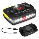 Guardian Angel Elite Series Safety Light, Beacon Device (White Front & White/Yellow Rear) Rechargeable, Magnetic, Hands-Free Wearable LED Flashlight for Construction, Roadside, Utility, & Rescue Ops