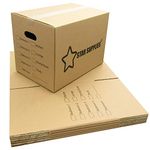 10 x Printed Room List Cardboard House Moving Boxes - Removal Packing Box With Carry Handles 457x304x254mm