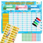 D-FantiX Magnetic Responsibility Chart, Chore Chart for Multiple Kids, My Star Reward Chart Daily Routine Good Behavior Charts Dry Erasable for Toddlers at Home