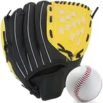 Baseball Glove,Baseball Softball Mitt with Ball for Kids Youth Adults Training and Beginner,Right Hand Throw,Left Hand Glove (Yellow, 12.5in)