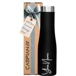 Caspian Aqua Customised Stainless Steel Water Bottle 1L, Black with Logo Print - Personalised Water Bottle with Your Name Print for Kids Boys Girls School Office Gym- Perfect for Corporate Gifting