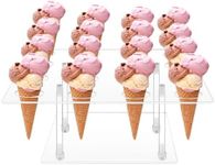 Acrylic Ice Cream Cone Cupcake Stand with 16 Holes - Great for Birthday Parties and Celebrations,Hole Diameter of 1.5 Inches