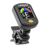 Linrax LT-3 Guitar Tuner Rechargeable, Clip On Tuner with LCD Color Display, Chromatic Tuner for Guitar Bass Ukulele Violin Banjo Mandolin, Digital Tuner for Stringed Instruments, Guitar Accessories