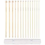 Curtzy 14 Sizes Bamboo Tunisian Afghan Crochet Hooks - Each Hook Measures 35cm/14 inches - Sizes 2mm to 10mm - Tunisia Hooks for Crocheting Projects - Beginners to Experts