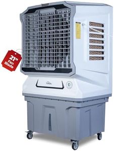 HAVAI Cyclone Desert Air Cooler | 21" Fan Blade | 150L Tank Capacity | 330W High-Performance Cooling | 750 Sq. Ft. Coverage | Auto Swing | 3-Side Honeycomb Pads | Lockable Wheels | White & Grey