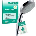 hansgrohe Croma 100 - water-saving shower head 9 l/min (EcoSmart), hand shower round (⌀ 100 mm) with 4 sprays, with anti-limescale function, chrome