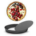 CURATED CART Premium SGS Certified Mini Tart Pans for Baking, 1 Pc 8 Inch Tart Pan with Removable Bottom Small Non Stick Carbon Steel Quiche Pie Pans for Oven Baking (8 Inch 1 Pc)