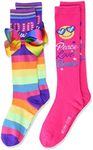 JoJo Siwa Girls 2 Pack Knee High Casual Sock, Rainbow Multi, 6-9 US