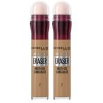 Maybelline Instant Anti Age Eraser Eye Concealer, Dark Circles and Blemish Concealer, Ultra Blendable Formula, 02 Nude, Duo Bundle