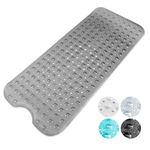 KEPLIN Premium Non-Slip Bath Mat - 200 Suction Cups, BPA, Latex Free, Mildew Resistant, Machine Washable - Safe, Durable & Comfortable for Shower Runner & Bathroom Tubs Extra Long (40x100cm) - Grey