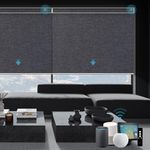 SmartWings Motorized Smart Blinds with Remote, Custom Automatic 100% Blackout Roller Shade Compatible with Alexa/Homekit/Google, Electric Smart Blinds for Indoor Windows, Eclipse Raven Black