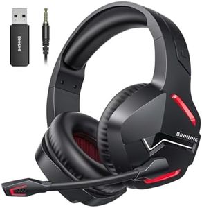 BINNUNE 2.4GHz Wireless Gaming Headset, Bluetooth 5.3 Gaming Headphones with Noise Canceling Mic, 120H Ultra-Long Battery, 50mm Drivers, Multi-Platform for PC / PS5 /PS4/ Switch/Mobile, Red