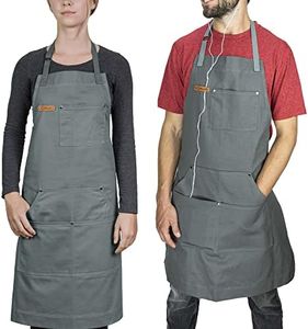 Chef Pomodoro Chef Apron for Men and Women with Pockets - Top Chef Recommended - Kitchen Apron with Adjustable Neck Straps - Cooking Apron Designed for Home, BBQ, Grill Use (Stone Grey)