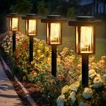 Solpex Solar Lights Outdoor Garden, 4 Pack LED Garden Solar Pathway Lights, Waterproof Solar Powered Path Lights for Garden, Patio, Landscape, Walkway, Warm White