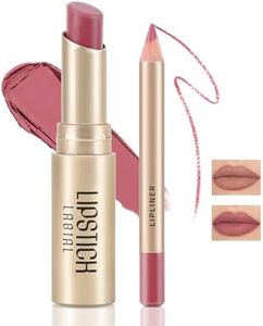 Boobeen 2 Piezas Lápiz Labial y Delineador de Labios, Ultra Larga Duración Mate Nude LipLiner Lápiz Labial Cremoso Impermeable Color de Labios