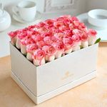 FlowerAura Fresh Live Flower Bouquet of 25 Pink Roses In FA Box For Birthday Gift, Anniversary Gift, Wedding Gift, Congratulations Gift & Gift For Special Occasions (Same Day Delivery)