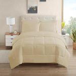 Sweet Home Collection 7 Piece Bed-in-a-Bag Solid Color Comforter and Sheet Set, King, Off-White, 7