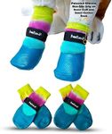 PawFlex Double Dipped Waterproof Dog Socks Comfy Pawz Soft Indoor/Outdoor Dog Booties with Rubberized Bottom| Non-Slip Silicone Grip at Inner Cuff for No Twisting or Sliding Off| Adjustable Strap