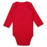 OPAWO Unisex Baby Bodysuit Newborn Infant 100% Cotton Long Sleeve Romper Toddler Solid Color Onesie for Boys Girls 0-24 Months(Red,0-3Months)