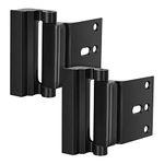 Door Lock,Home Security Door Latch Device,Childproof Door Security Lock Defender with 3" Screws for Inward Swinging Door,Easy to Install Aluminum Construction Satin Nickel Door Locks(Black-2 Pack)