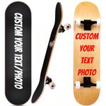 Custom 31"x8" Standard Complete Skateboards |Maple Wood | ABEC 7/9 Bearings | Double Kick Concave Deck| Personalized Skateboards for Beginners, Teens & Adults Girls Boys Gift (Beginner skateboard)