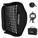 GODOX S2 Bracket Bowens Mount Holder 80x80cm 32x32in Foldable Flash Softbox kit with Grid for Camera Flash Speedlight Studio Photography