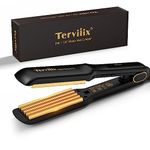 Terviiix 24K Titanium Wide Hair Crimper, Crimping Iron for Hair, Crimper Hair Iron for Textured Crimps and Volume, Hair Volumizing Iron for Thin Fine Hair, Dual Voltage, Auto Off, 1-1/2 Inch