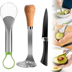 OERPHO Avocado Slicer Tool,Stainless Steel Avocado Cutter Tool Set,Contains Avocado Knife,Avocado Masher and Fruit Knife,Used for Avacado Cutting and Peeling,is the Essential Masher Kitchen Tool.