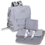 Lightweight Diaper Bag Backpack, Water-resistant Neoprene Bag With Changing Pad, Stroller Straps, Wet Bag and Pouch, Grey, Medium to Large, Minimalist Earth Tone Neoprene Backpack