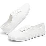 Womens White Canvas Sneakers Low To