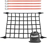 XIANGLE Heavy Duty Cargo Net for Pickup Trucks and SUVs, 42"x55" with 1100 lbs Capacity, Includes Cam Buckle Tie Downs, Padded Metal Ring, S-Hooks for Trailers