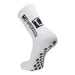 TAPEDESIGN Grip Anti-slip Anti-blisters Athletic Sport Socks for Men Women Kids Soccer Football Basketball Rugby Baseball Running Tennis (White)