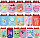 16 Pcs Beer Can Sleeves Neoprene Can Cooler Sleeves Funny Can Cover Insulated Beach Themed Beer Sleeve for Beverages Soda Bottles Summer Party Favors