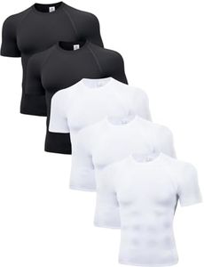 5 Pack Men's Compression Shirts Short Sleeve Slimming Workout Tees B XL