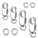 4PCS Silver 925 Lobster Claw Clasps, Solid Sterling Clasps, Necklace Bracelet Clasp, Extension Connector for Jewelry Making, Keychains, Art Crafts, DIY Lanyard, Key Charm (10mm/12mm, Silver)