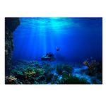 Atyhao Aquarium Poster, Underwater Background Sticker Thicken PVC Adhesive Static Cling Backdrop Fish Tank Decorative Paper(122×61cm)