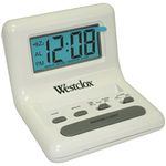 Westclox 47539 White LCD Alarm Clock with Light On Demand, 0.8-Inch, 1