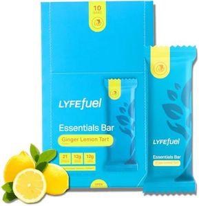 Essential Nutrition Bars by LyfeFuel | Vegan Protein Bar & Low Carb Meal Replacement for Intermittent Fasting and Hunger Control | 12g Plant-Based Protein, High Fiber, MCT Oil and 21 Organic Vitamins | No Sugar Alcohols (Lemon Ginger Tart)